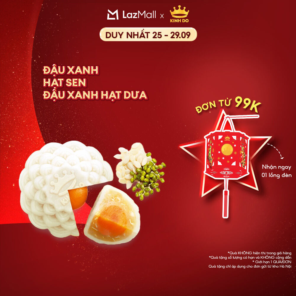 Bánh Trung Thu Kinh Đô - Bánh Dẻo Nhân Ngọt 180G/ 230G (Đậu Xanh/ Hạt Sen/ Đậu Xanh Hạt Dưa)