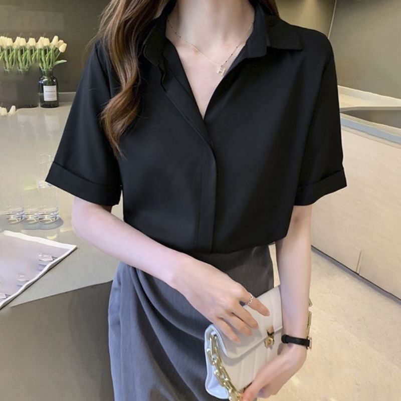 Áo sơmi nữ vải lụa cao cấp Hàn Quốc