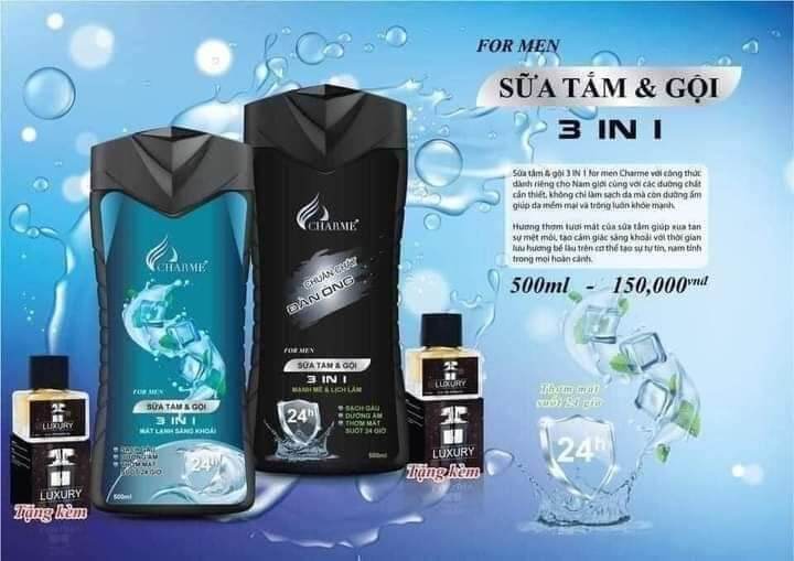 [Hcm]Sữa Tắm Gội Dành Cho Nam 500Ml Tặng Kèm Nước Hoa