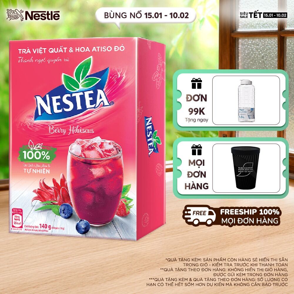 [ƯU ĐÃI THÁNG 2] Trà Việt Quất và Hoa Atiso Đỏ NESTEA 10 gói x 1 g
