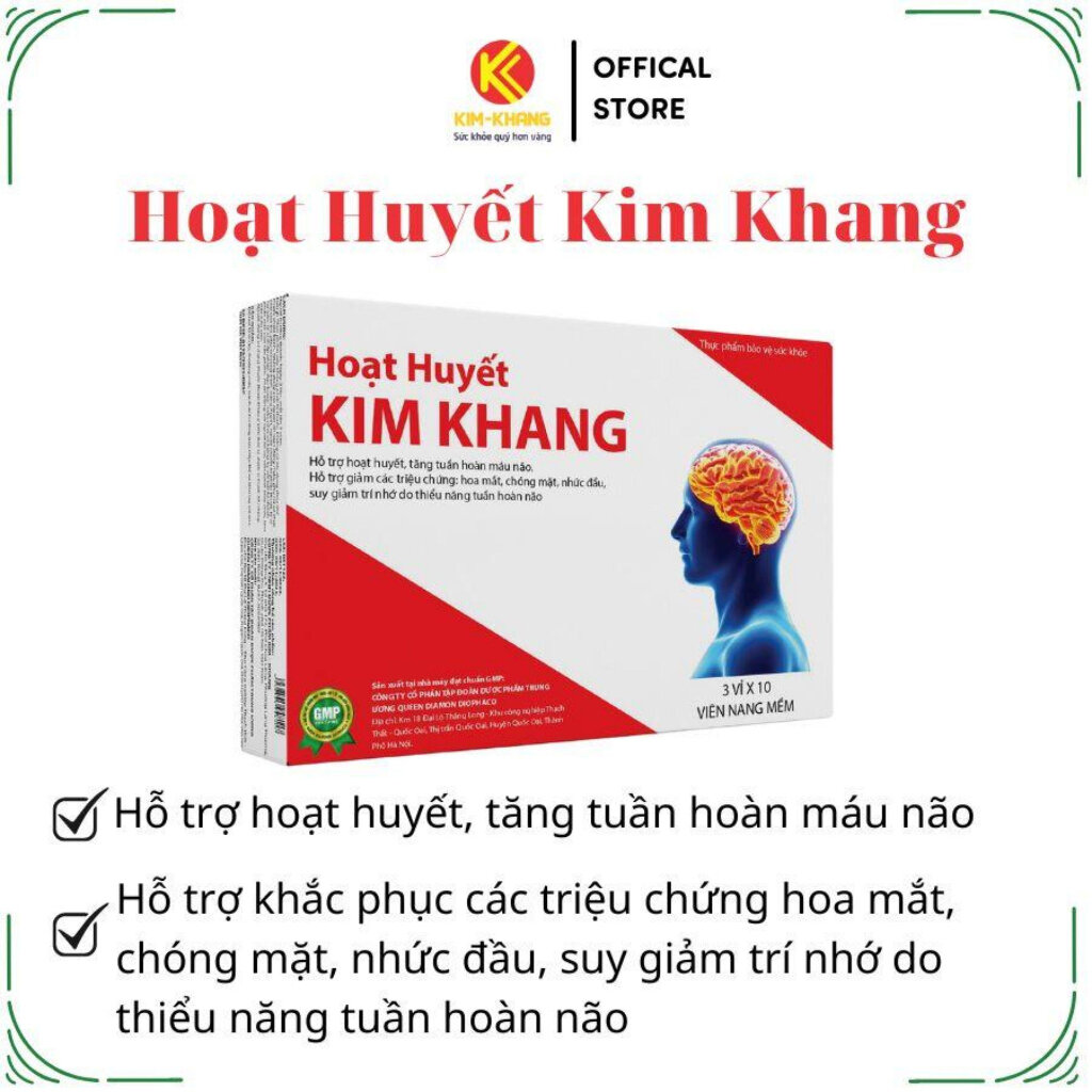 Hoạt huyết kim khang - hoatj huyết, giảm đau đầu chóng mặt, choáng thoáng qua