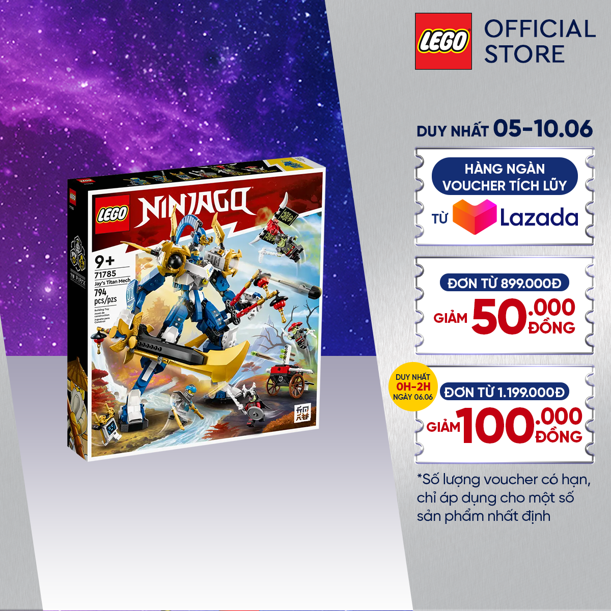 Lego ninjago 71785 đồ chơi lắp ráp chiến giáp titan của jay