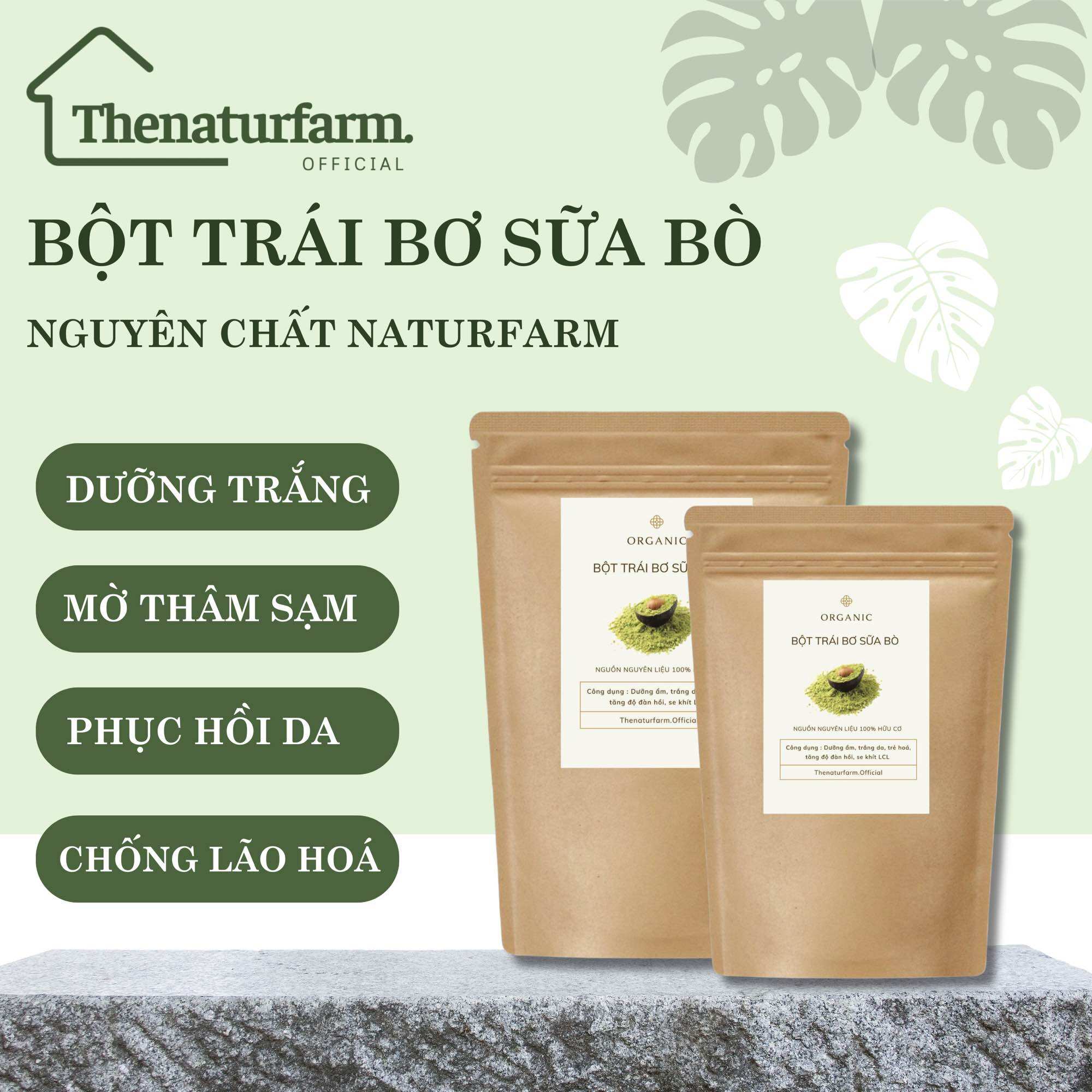 Bột trái bơ sữa bò sạch nguyên chất hữu cơ 100gr - dưỡng ẩm trắng da trẻ hoá