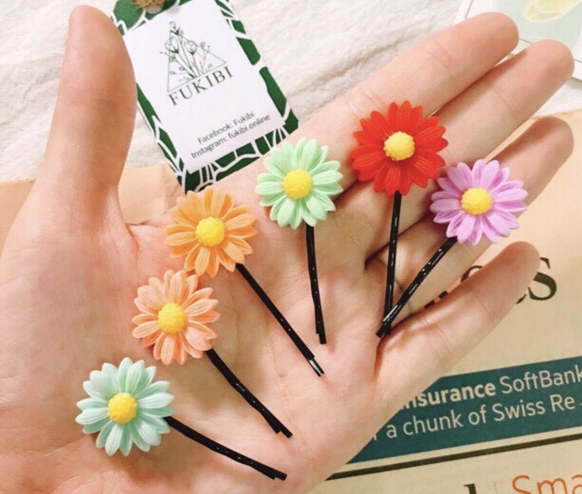 🔥xả hàng, set 10 kẹp, cột tóc hoa cúc nhiều màu