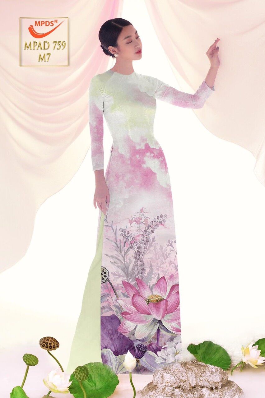 Vải áo dài hoa sen