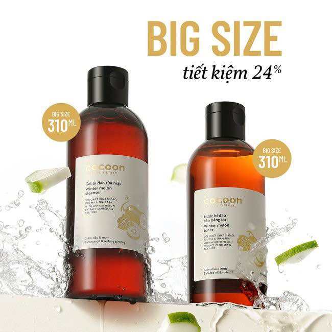 [Cocoon] Gel rửa mặt - Nước toner bí đao cân bằng Cocoon giảm dầu & mụn 310ml