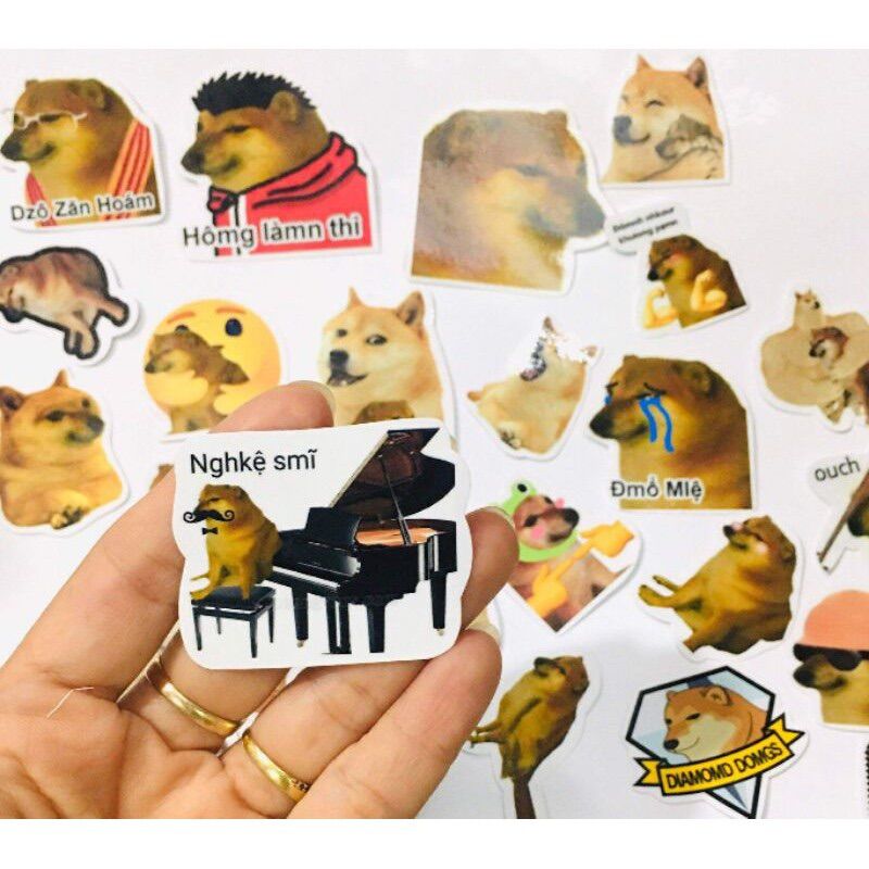 Sticker cheems 30-60 cái ép lụa khác nhau/ hình dán cheems meme