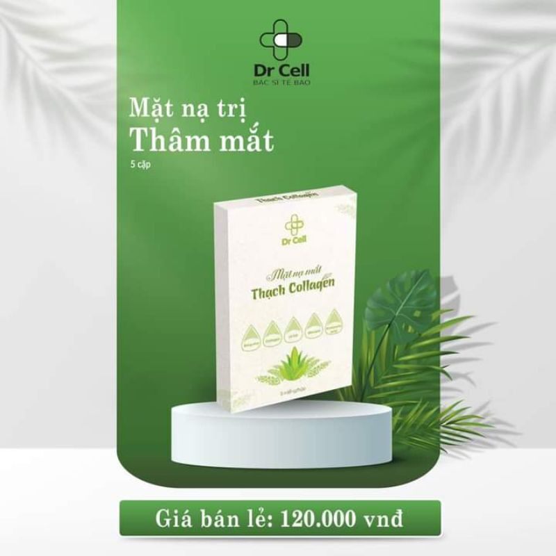 Mặt Nạ Trị Thâm Mắt Thạch Collagen Dr Cell (Hộp 10 Miếng Và 1 Huyết Thanh Lăn Mắt)