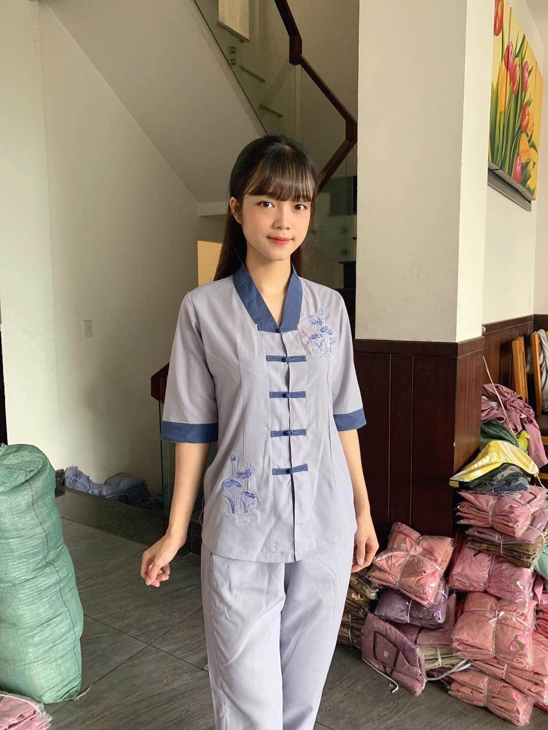 Đồ bộ nữ đi chùa cổ la hán phối chất vải kate