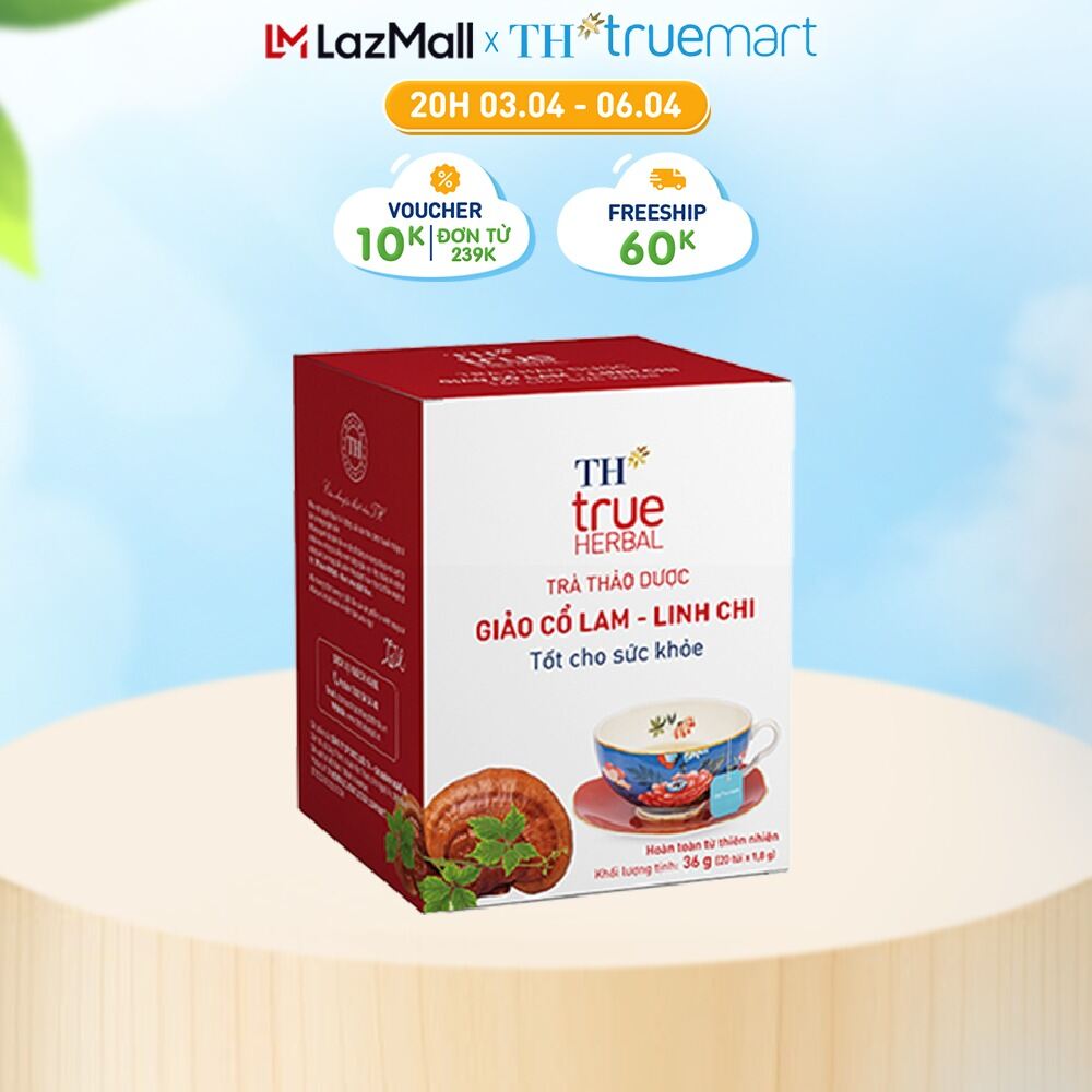 Hộp trà thảo dược TH true HERBAL Giảo cổ lam – Linh chi (20 gói)