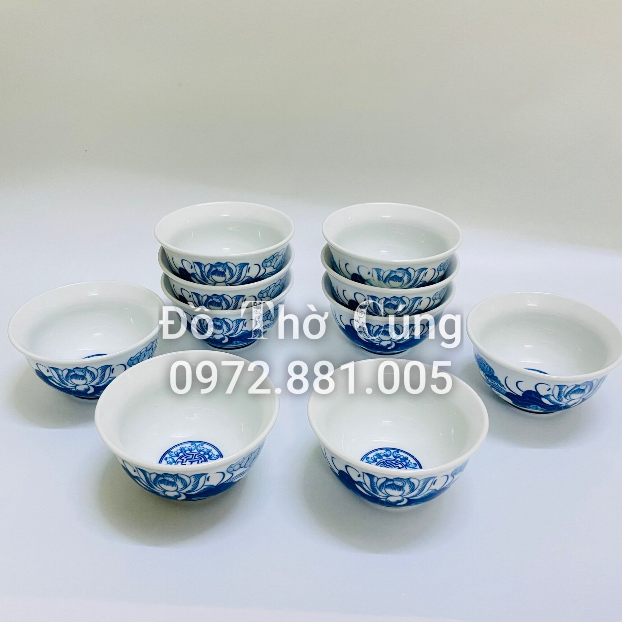 Bát cúng , bát cơm thờ vẽ sen cao cấp