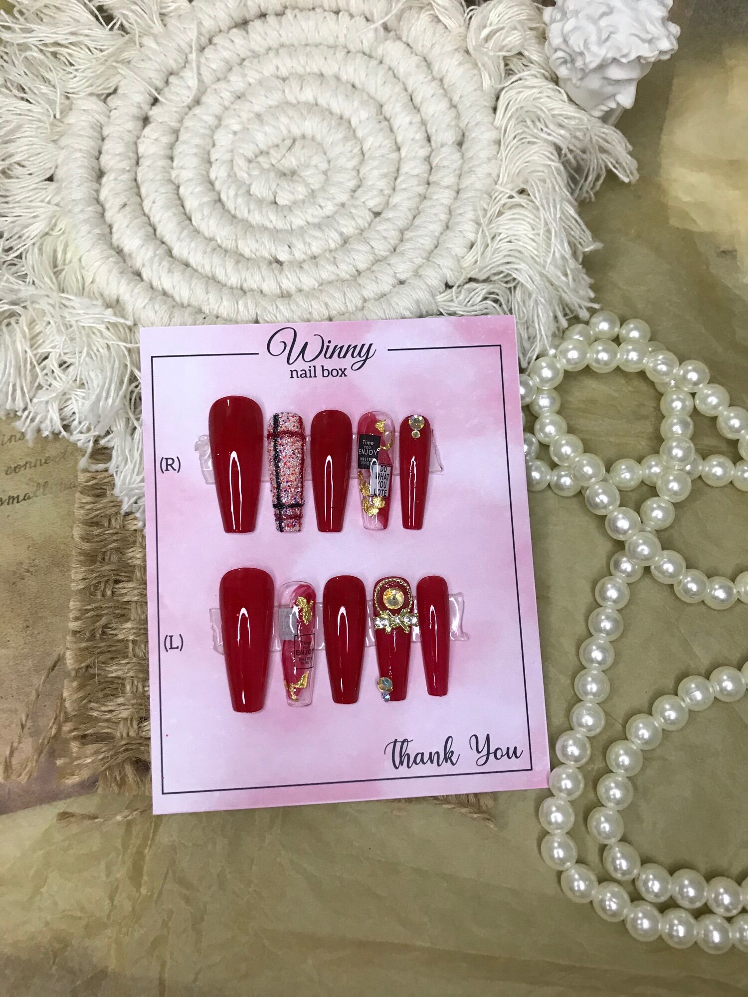 Nailbox móng up móng giả đỏ Tết