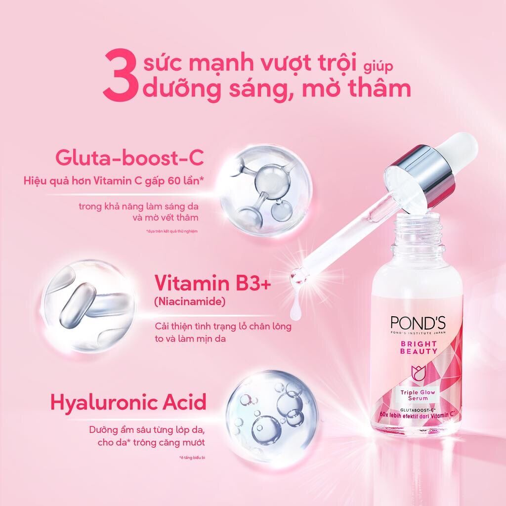 Tinh chất Serum Pond's dưỡng sáng mờ thâm 3D Glow 30ML