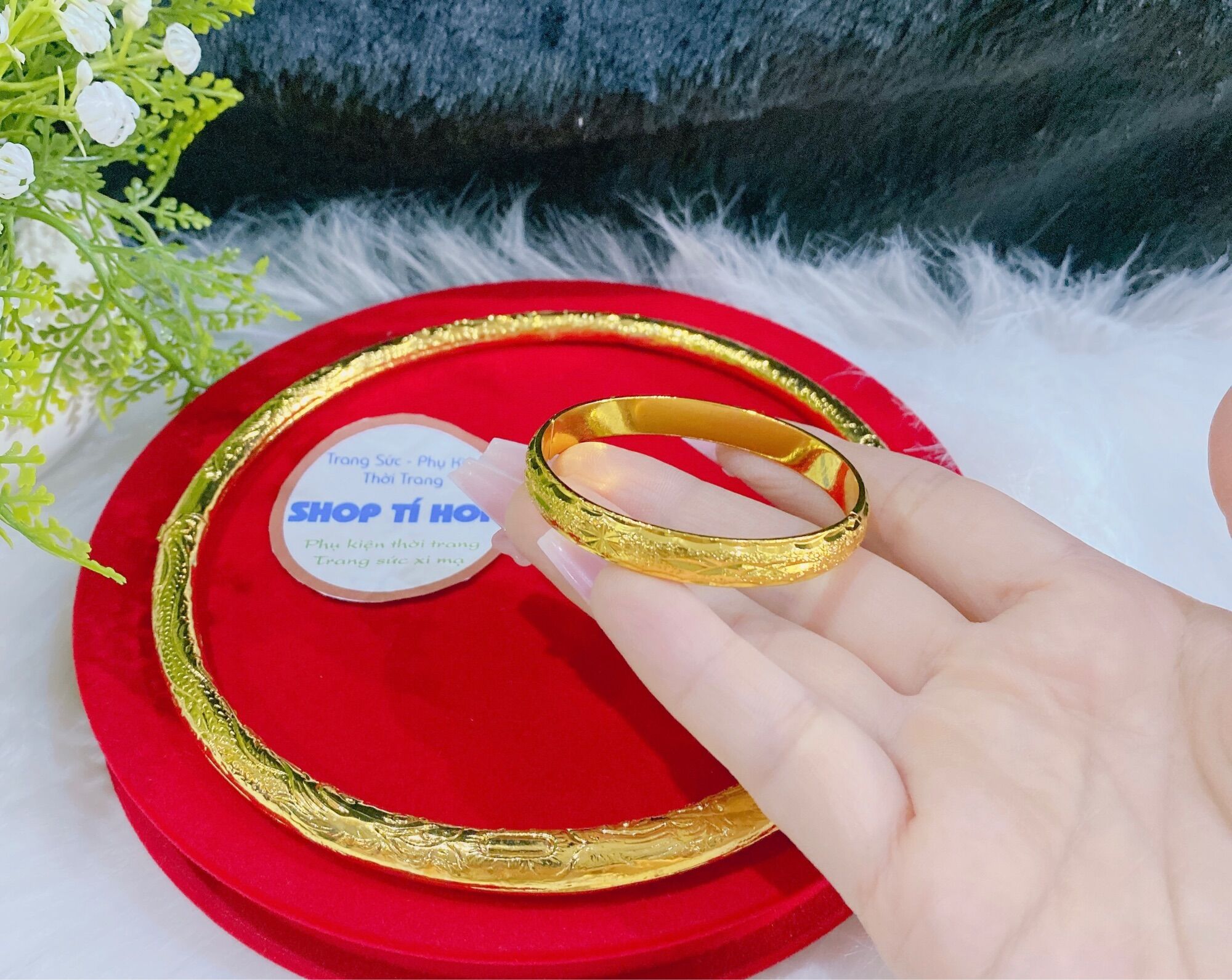 Set 1 kiềng vàng cưới 2 chỉ 1 vòng tay cưới 3 chỉ mạ vàng 24k cao cấp mẫu mới về