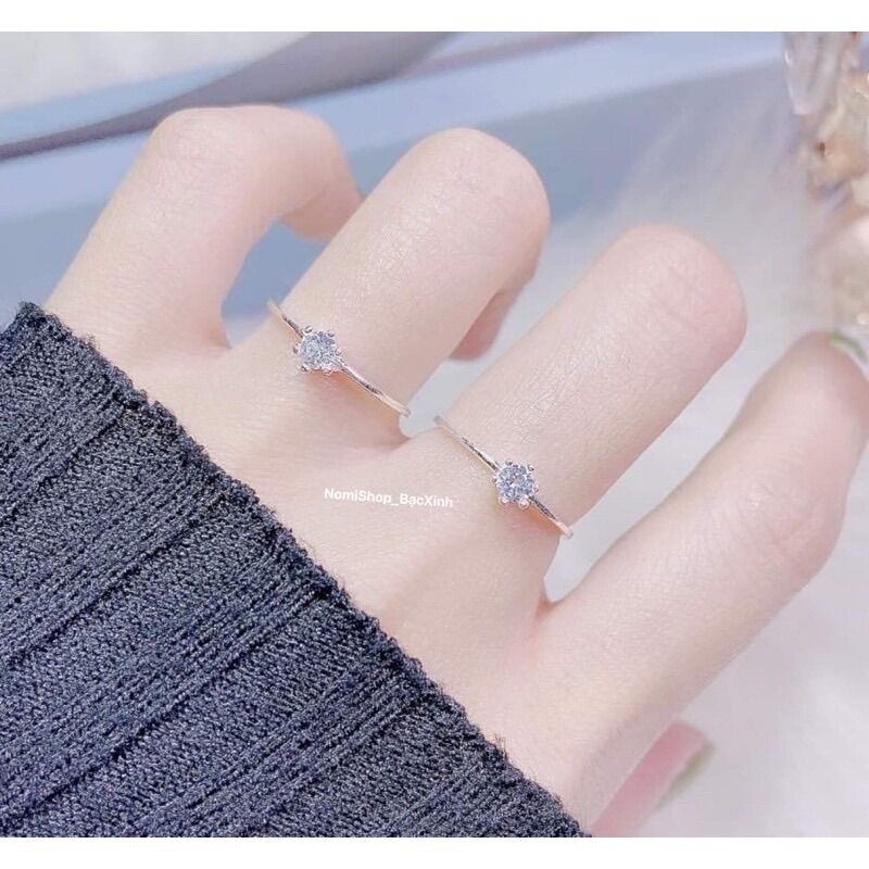 Nhẫn trơn ổ đá nhỏ Bạc ta nhẹ nhàng tinh tế Độc đáo - NomiShop