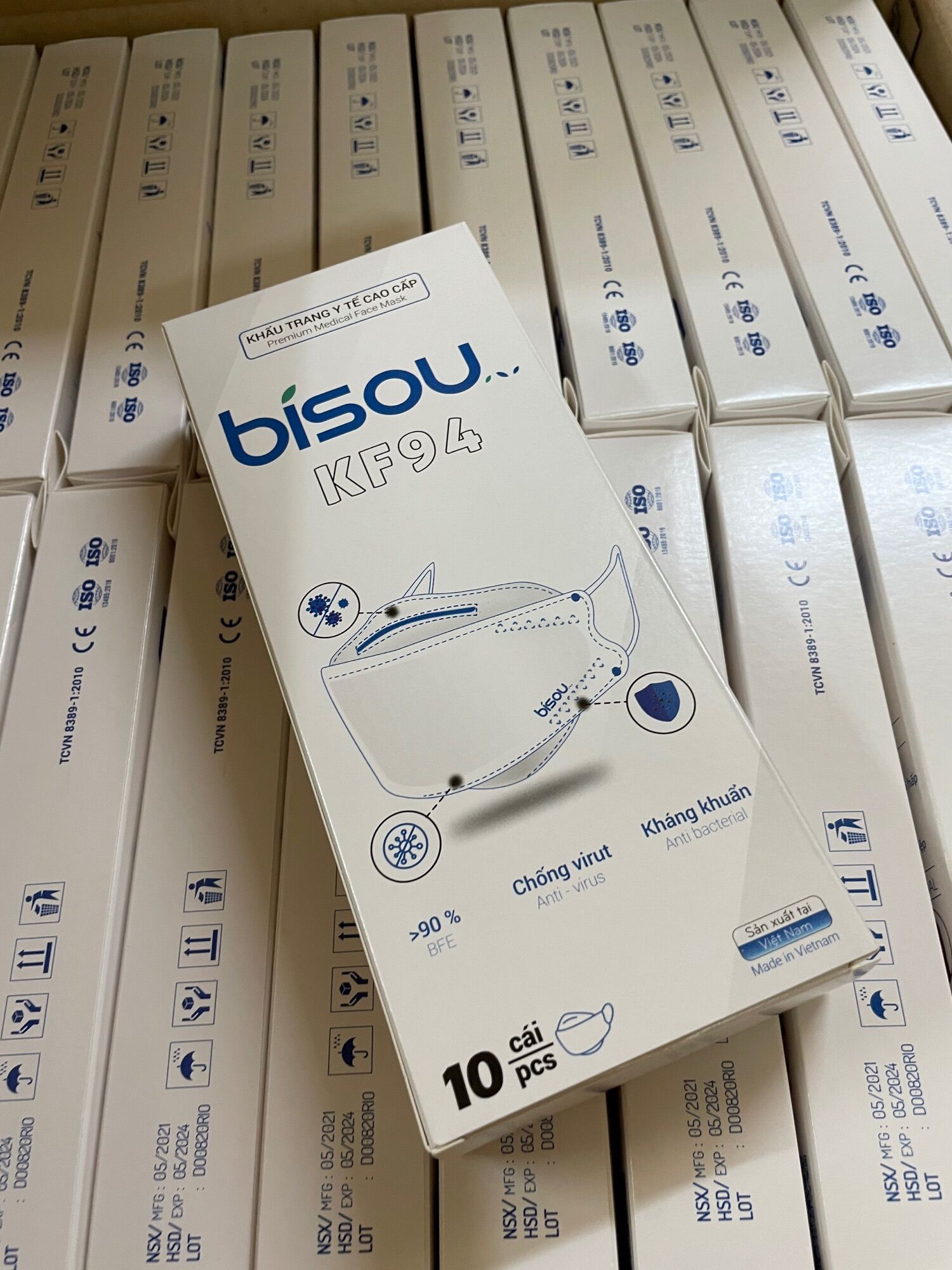 Khẩu trang y tế 4d kf94 bisou kháng khuẩn 4 lớp