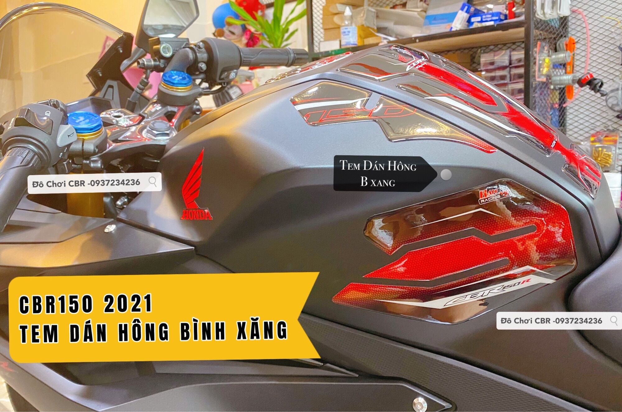 Tem Dán Hông Bình Xăng CBR150 - Tem Chống Trượt Bình Xăng CBR150R