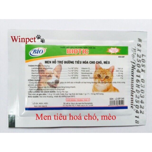 Men tiêu hoá Biotic gói 5g cho chó mèo