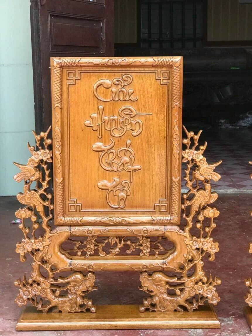 BỨC TRANH THỜ CỬU HUYỀN THẤT TỔ gỗ gụ