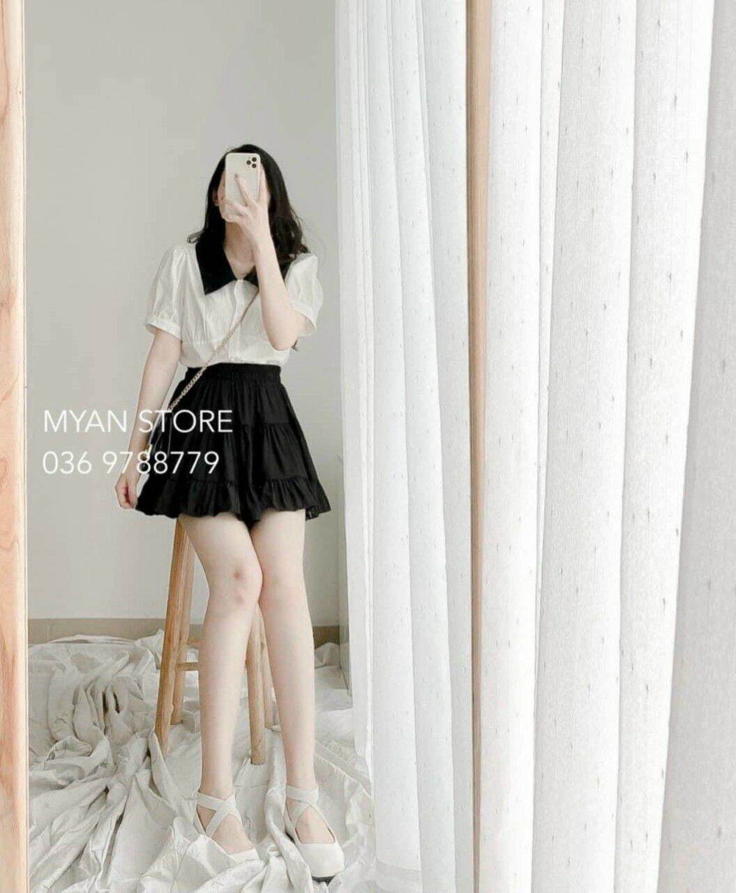 Set áo tiểu thư chân váy dập ly
