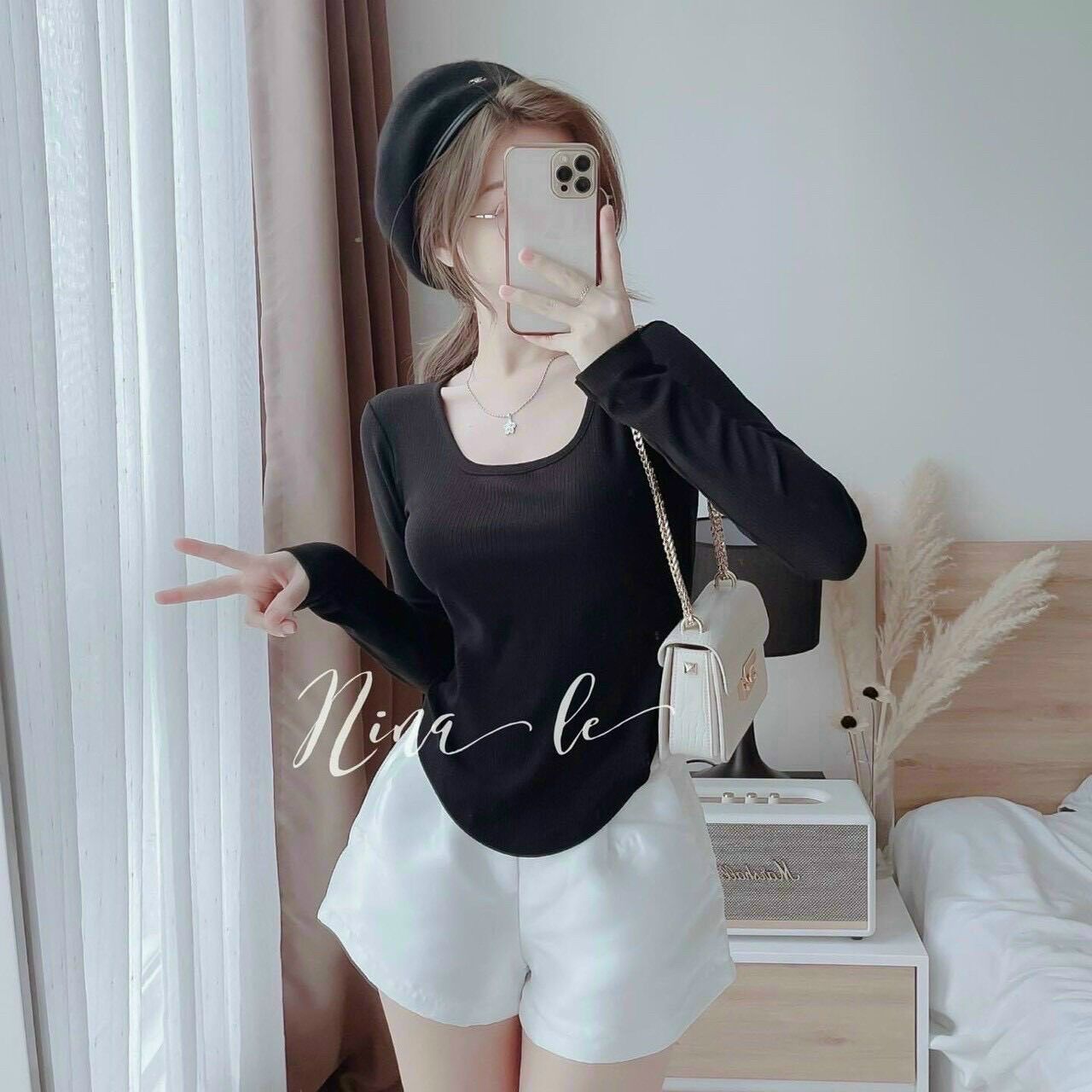 Áo vạt bầu tay dài gân