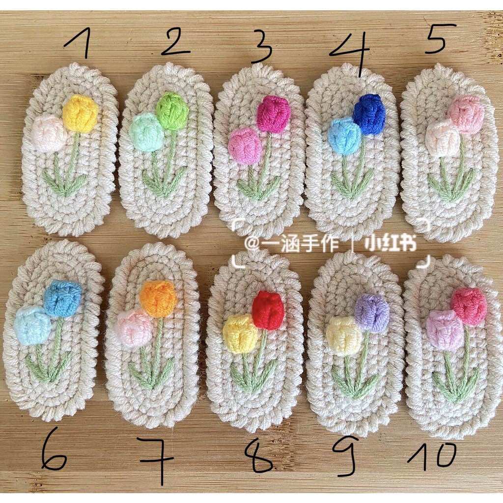 Kẹp tóc len hoa tulip