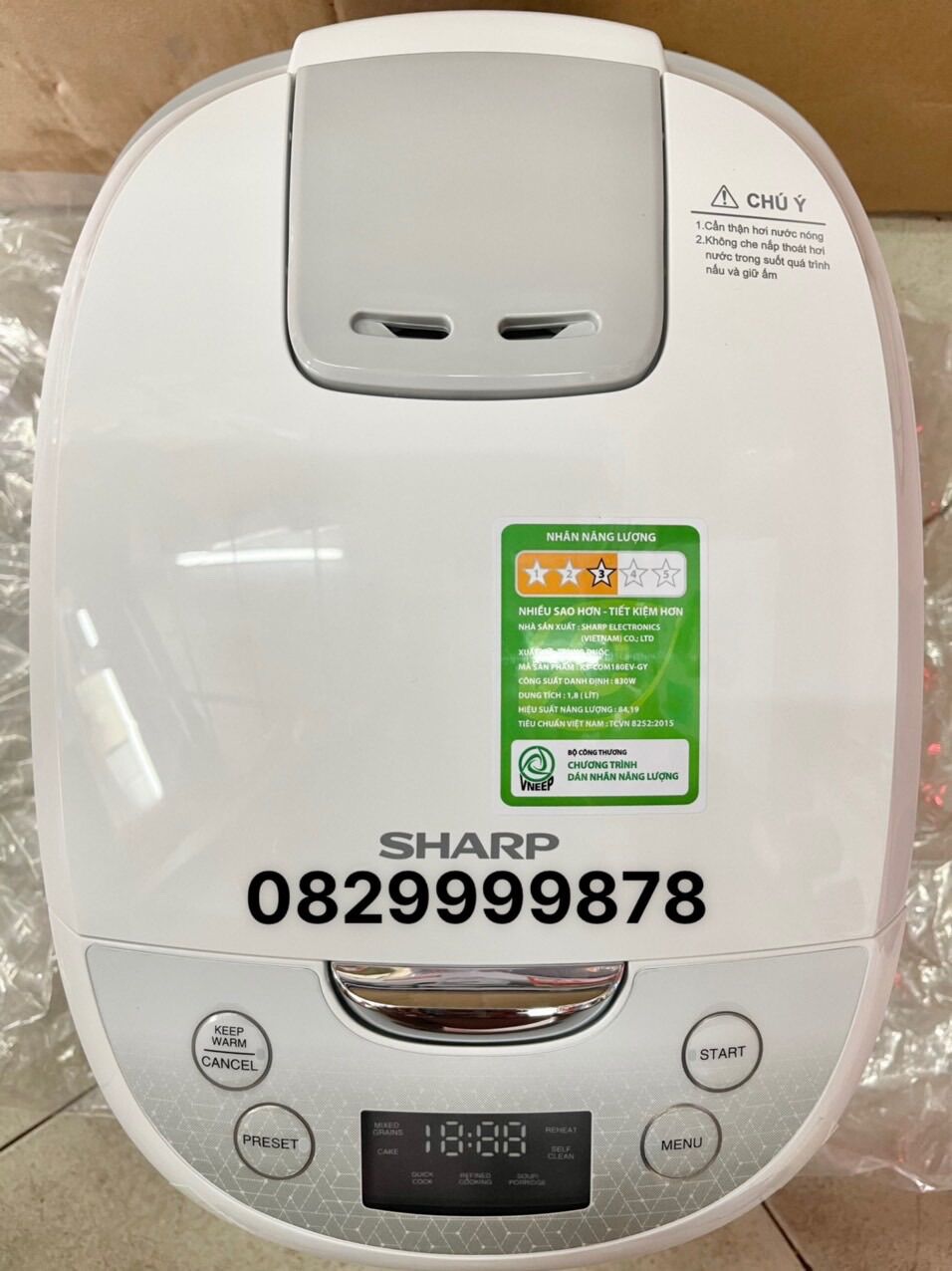 Nồi Cơm Điện Tử Sharp 1.8 lít ( KS-COM180EV-GY )