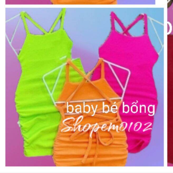 Đầm body đan dây màu xinh cho bé