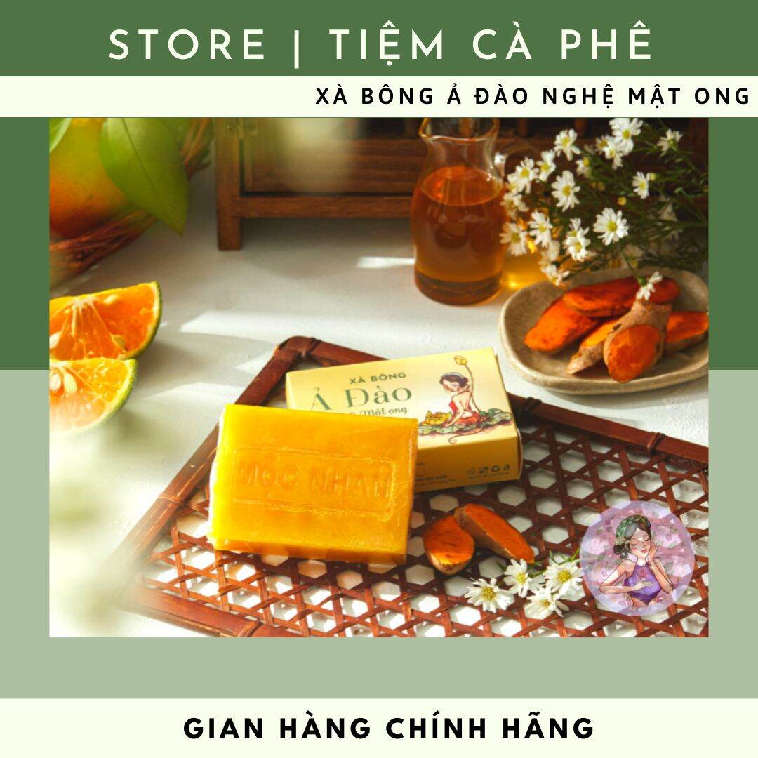 [Hcm]Xà Bông Nghệ Mật Ong Ả Đào Dưỡng Trắng Sáng Da - Xà Bông Handmade Thiên Nhiên Mộc Nhan Natural