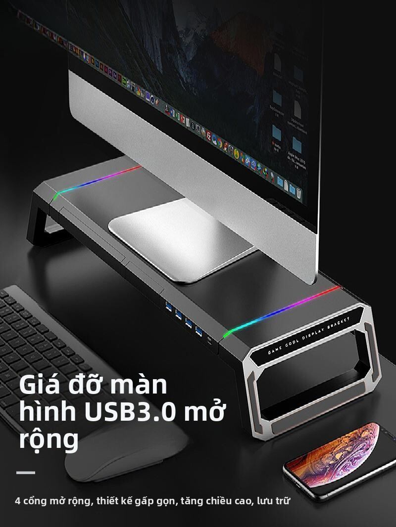 Desktop Computer Monitor Stand Riser USB Powered Desktop Organizer Office Workstation Drawer under Desk Clamp on Desk Base Giá 1,060,000 Đồng*Miễn phí vận chuyển