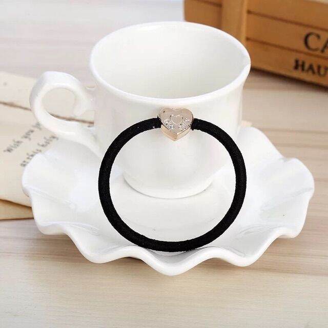 Dây cột tóc đen đính hạt style Hàn