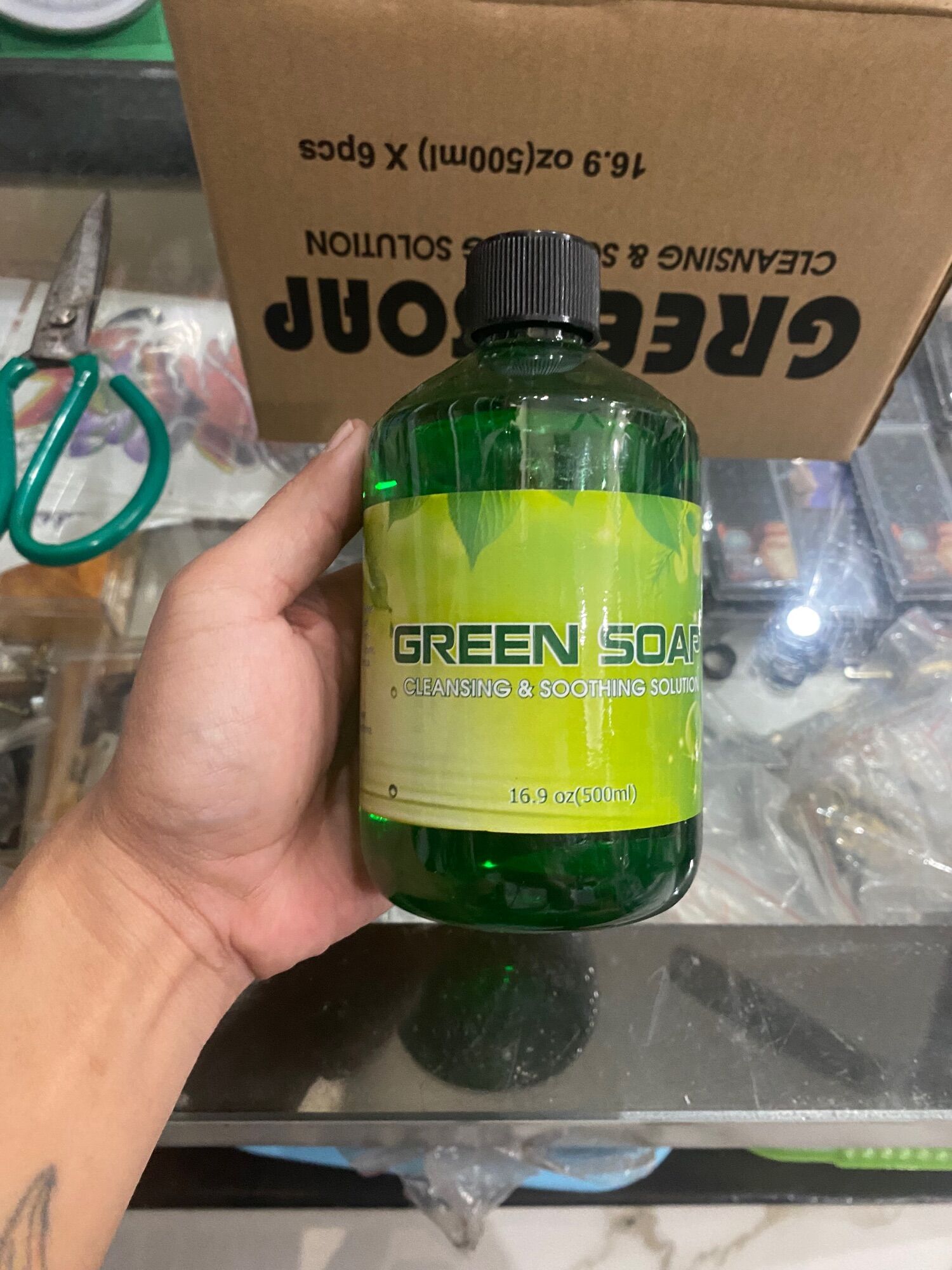 Green Soap 500ml tạo bọt vệ sinh hình xăm