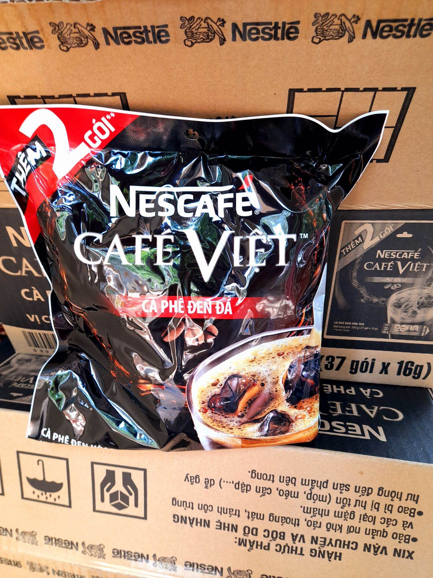 Cafe việt cafe đen đá nescafe túi lớn 37 gói