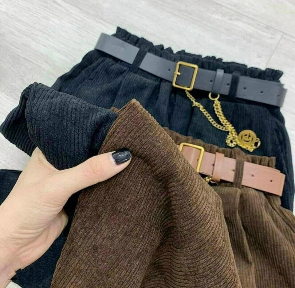 QUẦN BAGGY NHUNG TĂM KÈM ĐAI