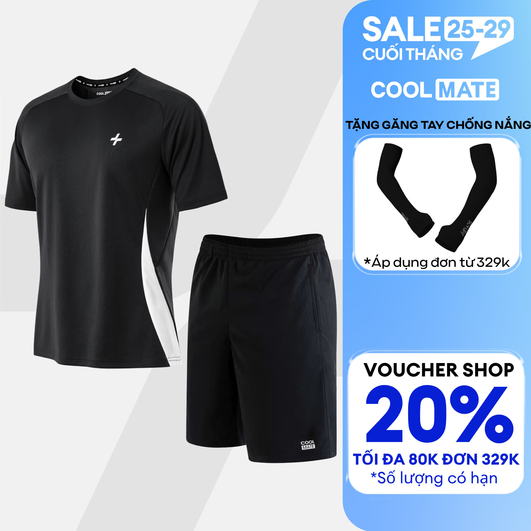 [TẶNG QUÀ ĐƠN TỪ 329K]Set thể thao Promax Áo thun Sideflow và Quần shorts Thoáng khí, thoải mái, thấm hút tốt Coolmate