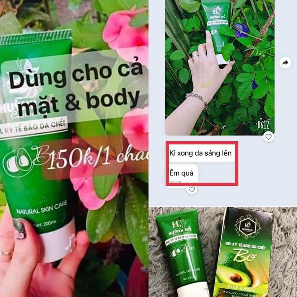 gel tẩy tế bào da chết bơ huỳnh đỗ