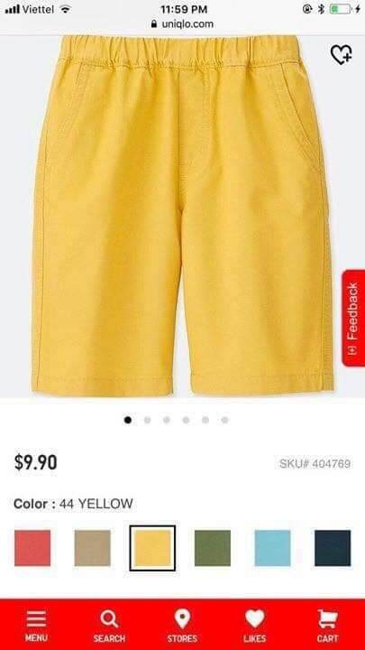 quần short bé trai kaki mềm lưng chun uniqlu