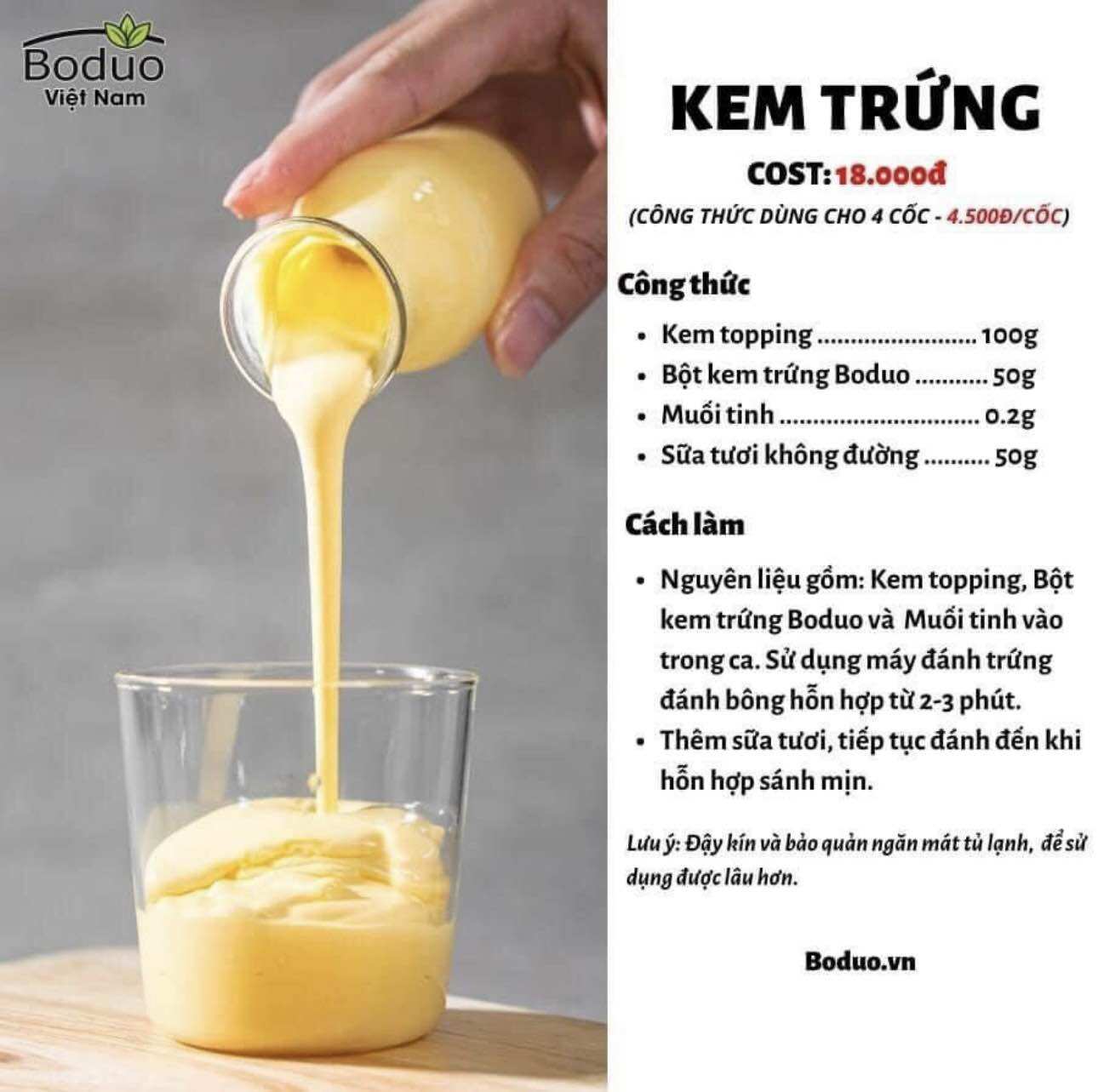 Bột kem trứng Boduo gói 1kg