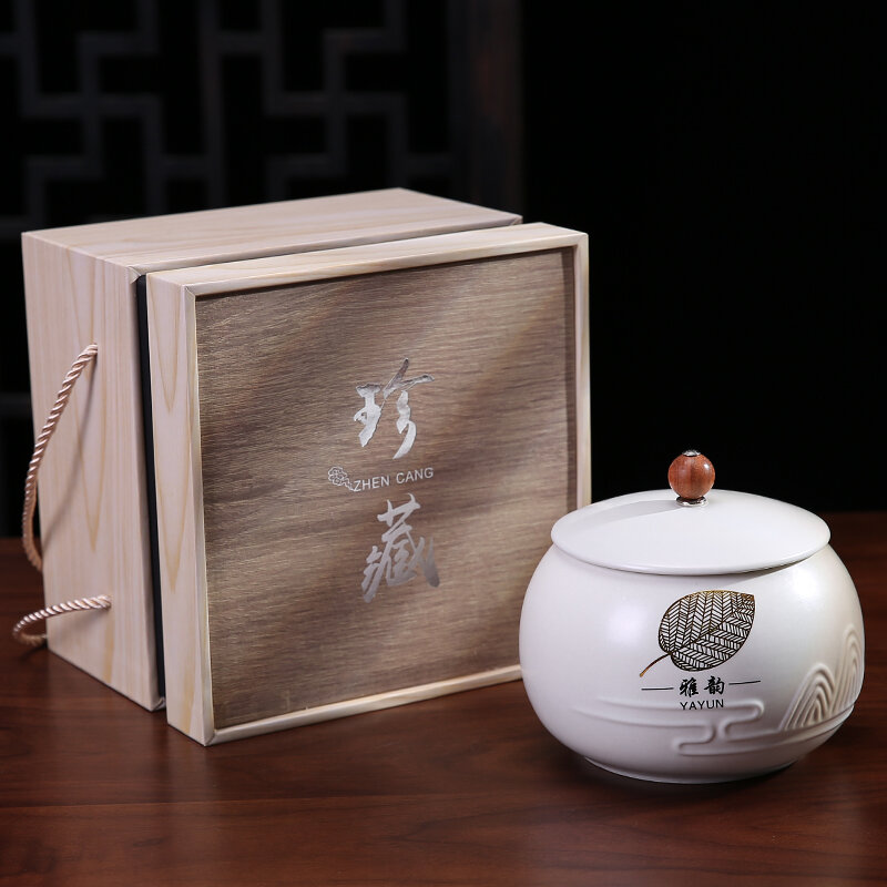 Hộp kín đựng trà gốm sứ hộp rỗng bao bì đựng trà hộp rỗng trà xanh long tỉnh bạch hồng cỡ lớn cỡ nhỏ phổ nhĩ đóng gói bạc vụn