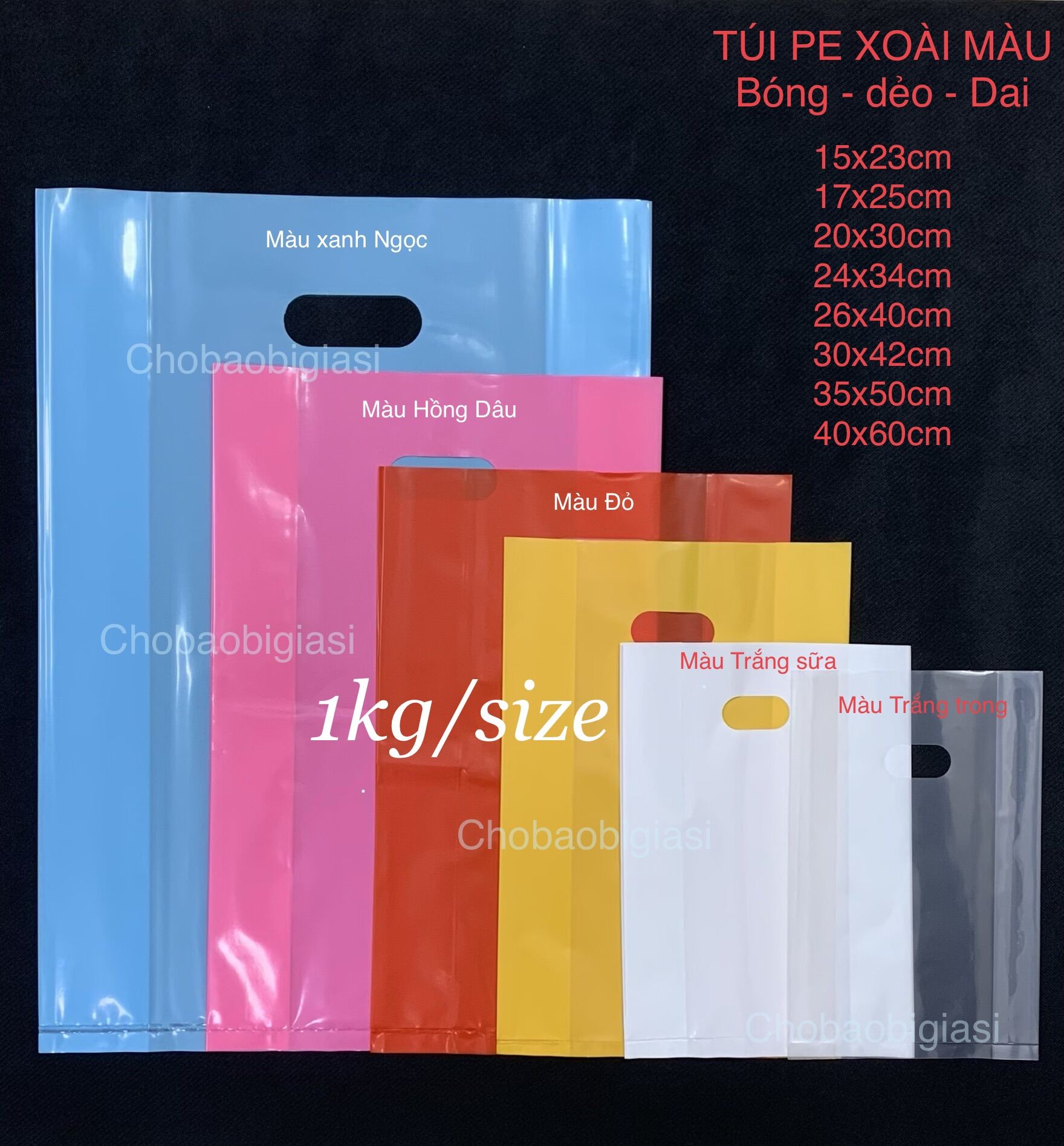 {1kg/size} Túi PE xoài bóng dẻo dai (hàng đẹp - sp y hình)