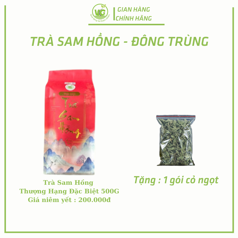 Trà Sam Hồng Thượng Hạng ĐB Đông Trùng 500g FRRE SHIP Mua 1 Tặng 1 gói cỏ ngọt nhỏ Trà Thanh nhiệt Mát gan cải thiện Ngủ ngon , tốt cho tim mạch , tăng cường sinh lý nam giới