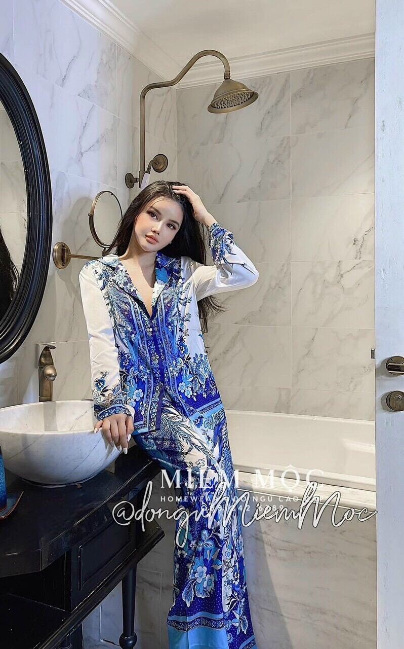 Bộ Lụa Mặc Nhà QC mẫu Hot Chim Phượng Siêu Sang