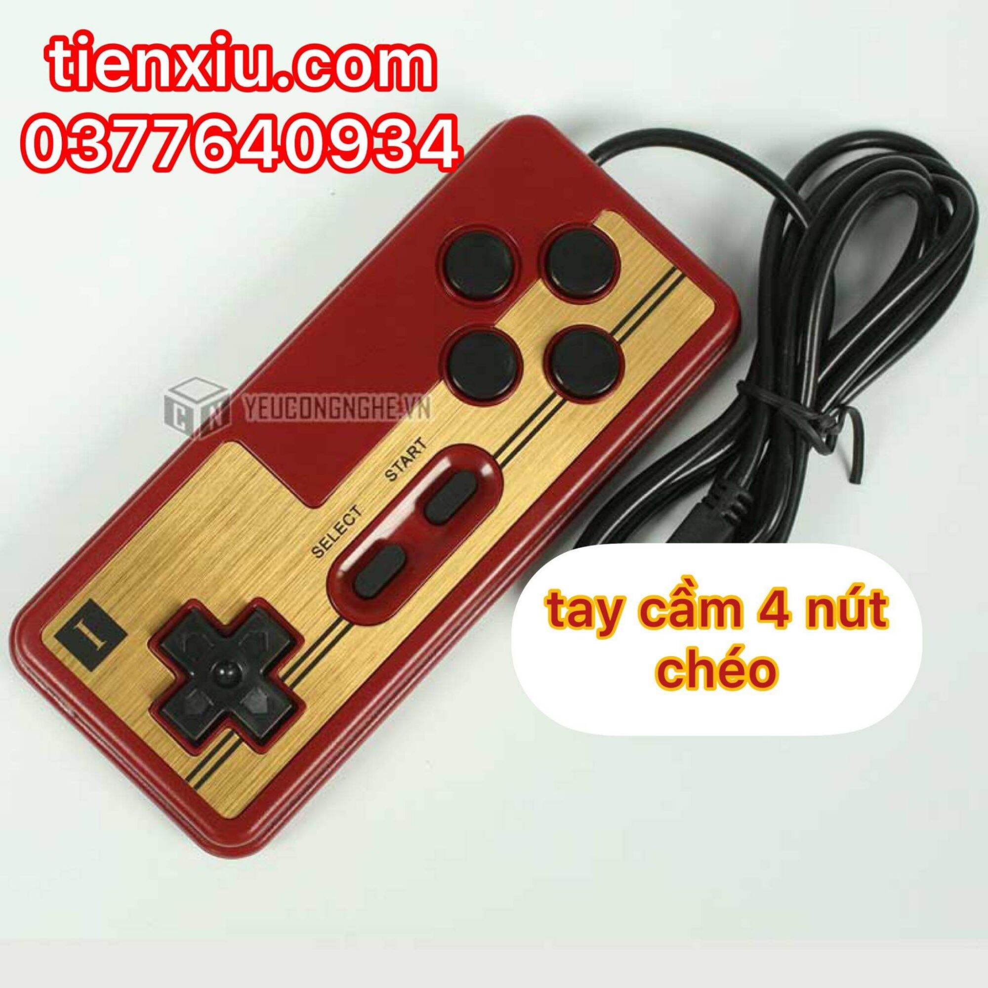 Tay cầm điện tử 4 nút đỏ thái chân 9 pin hình thang cho máy điện tử 4 nút cắm băng