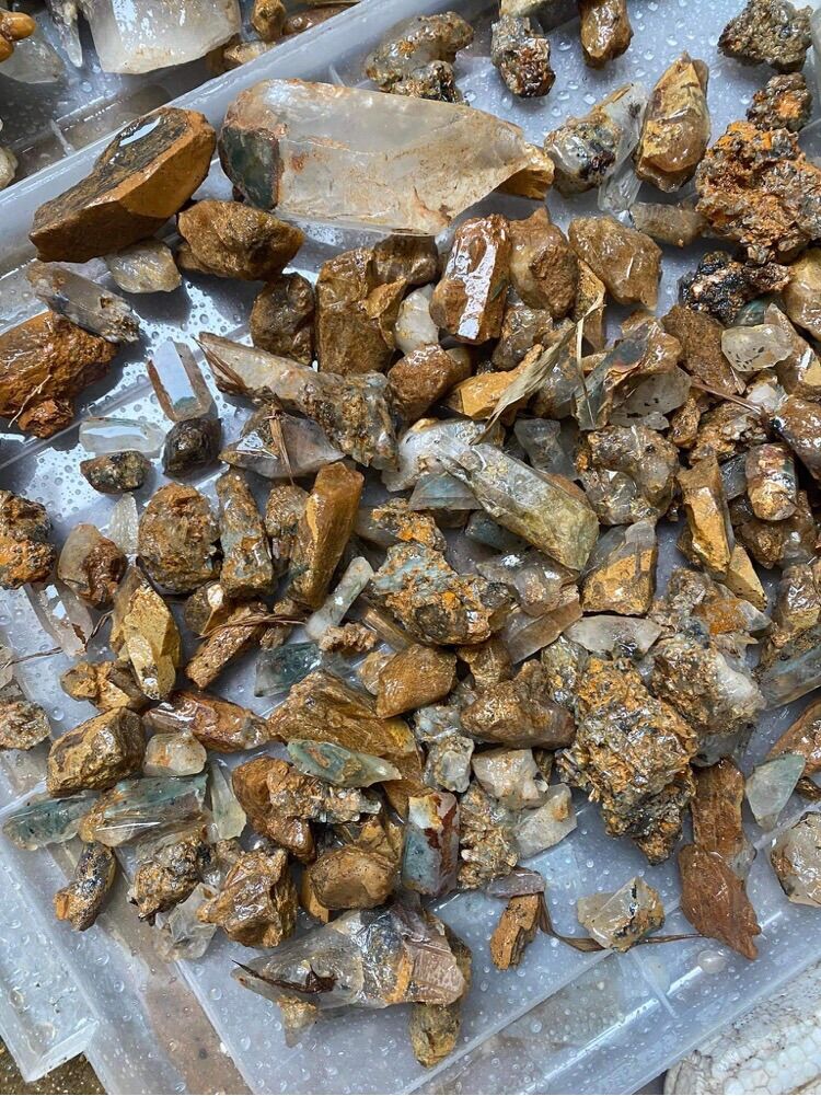 100gr Đá Thô Thạch Anh Tóc Vàng ; Tóc Đỏ; Tóc Bạch Kim; Tóc Xanh..