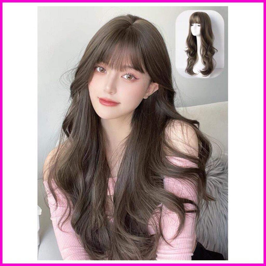 Tóc giả Xoăn đuôi Mái thưa Hàn Quốc S054