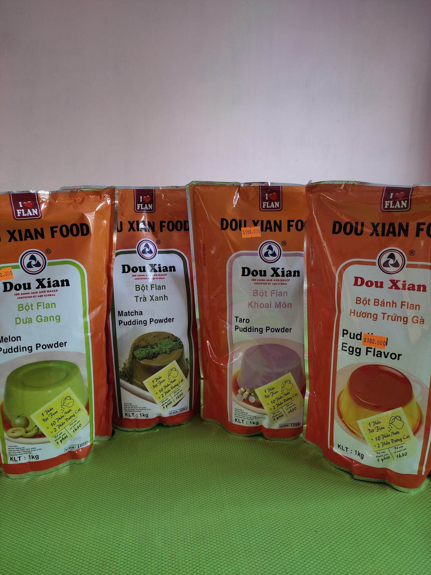 Bột pudding flan Dou Xian đủ hương vị gói 1 kg hàng chuẩn công ty