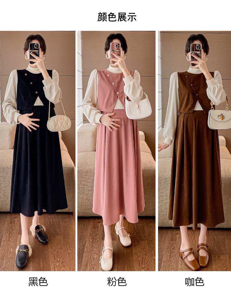 Đầm bầu thu đông vạt chéo thời trang cổ 3p âm áp