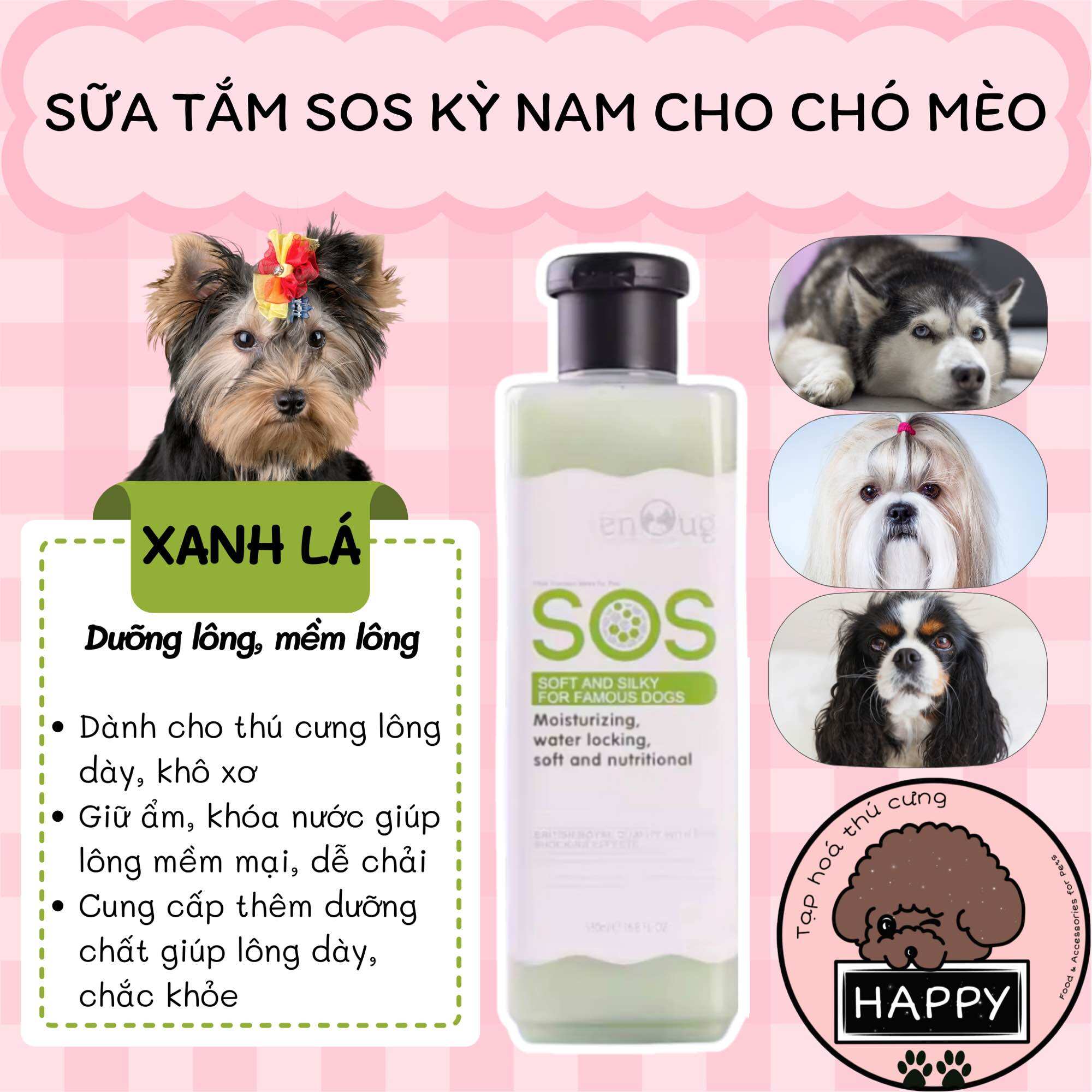 Sữa tắm sos cho thú cưng 530ml / sos chính hãng cty kỳ nam cho chó mèo - tạp hoá thú cưng happy