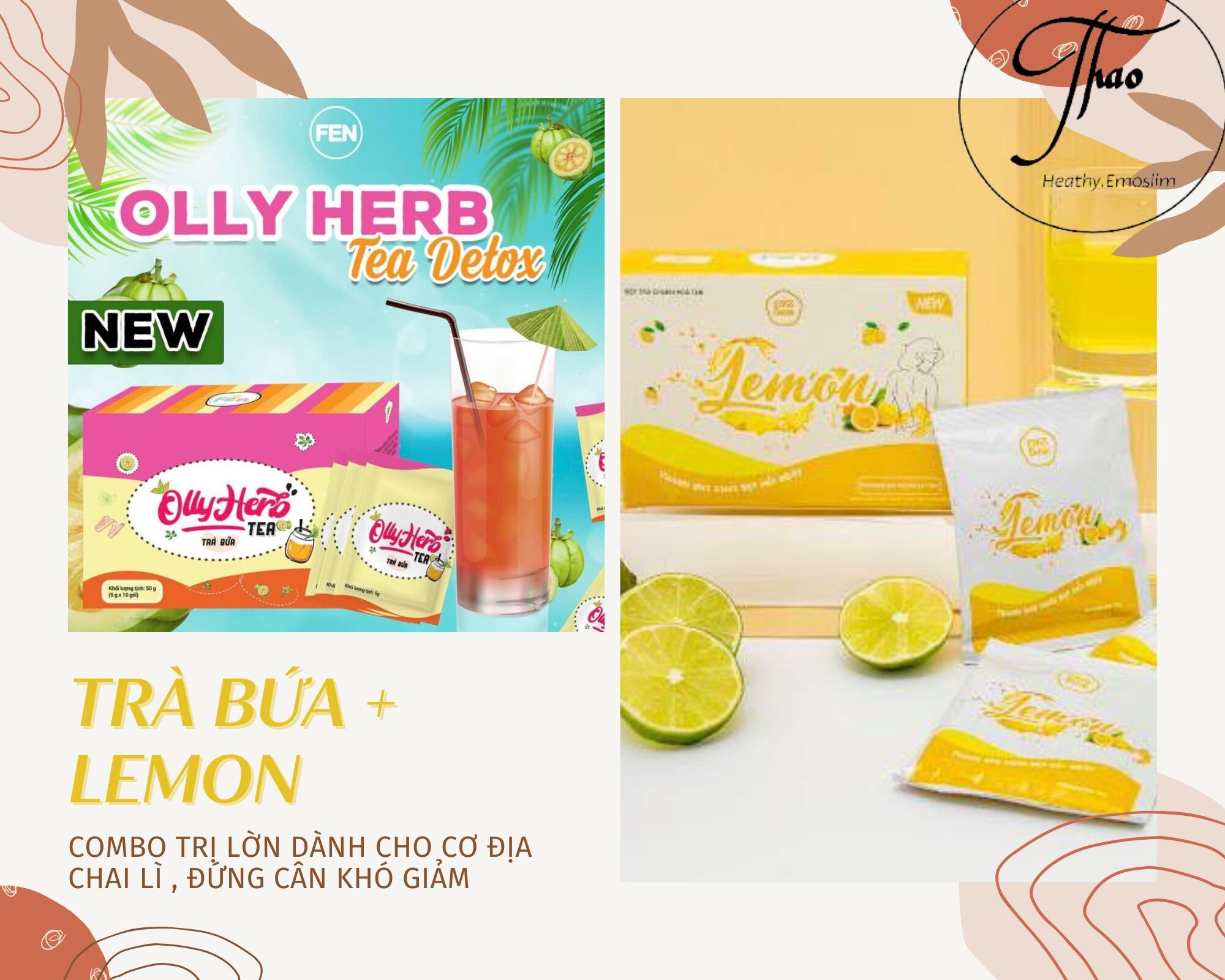 (Tặng Chai + Freeship) COMBO NƯỚC TRÁI CÂY EMOSLIM + TRÀ BÍ ĐAO
