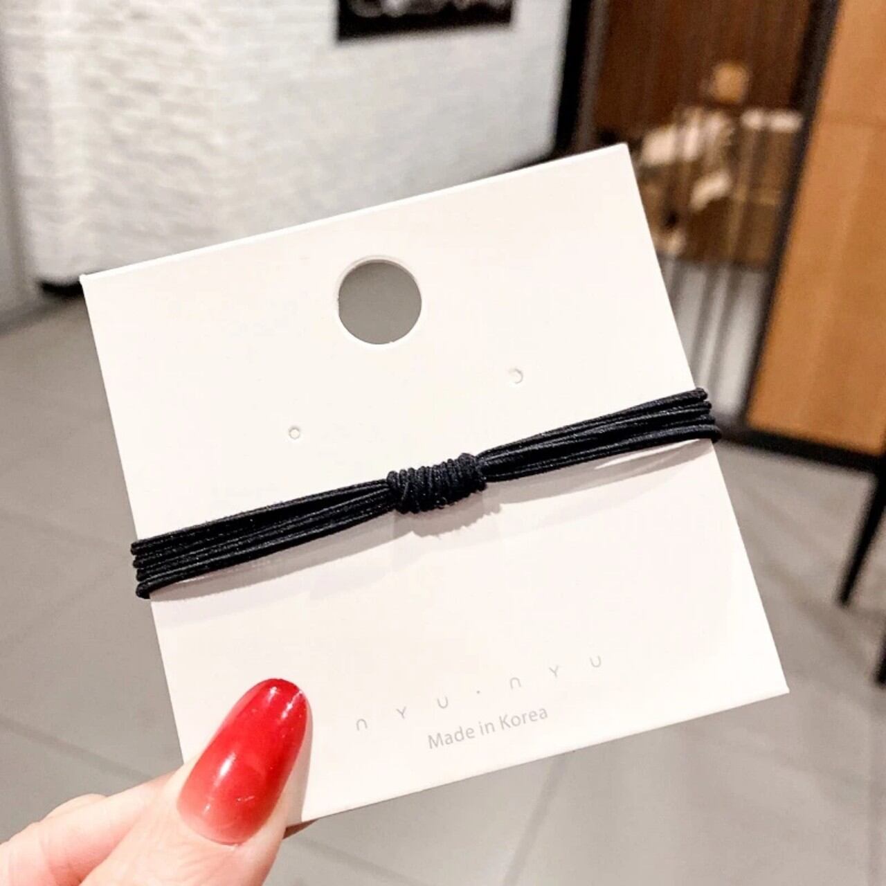 Túi 10 thun cột tóc 4 sợi màu đen (5cm)